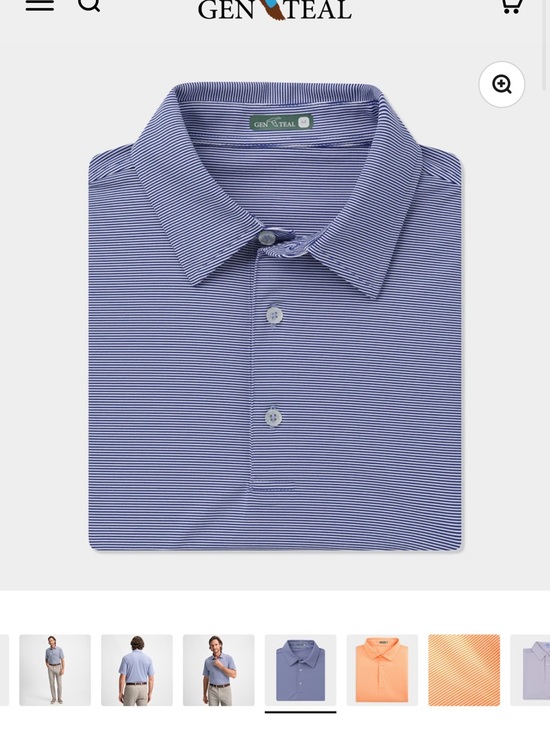 Genteal Other - Gen Teal Men’s Blue Micro-Stripe Performance Polo Shirt Large NWOT